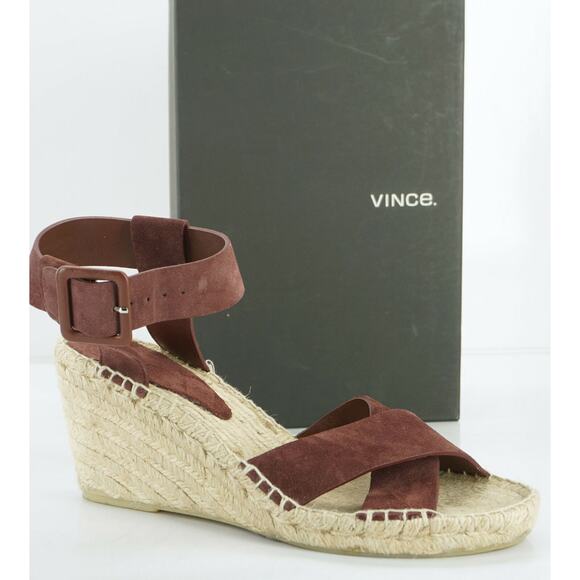 Vince Stefania Suede Platform Wedge Espadrille Sandal SZ 10 New Cross Strap $295 - Picture 1 of 12